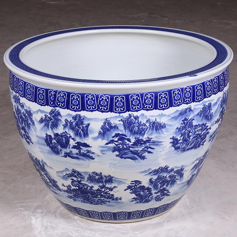 睡莲花盆缸青花陶瓷水缸庭院碗莲荷花盆缸室外特大号种树大缸清仓