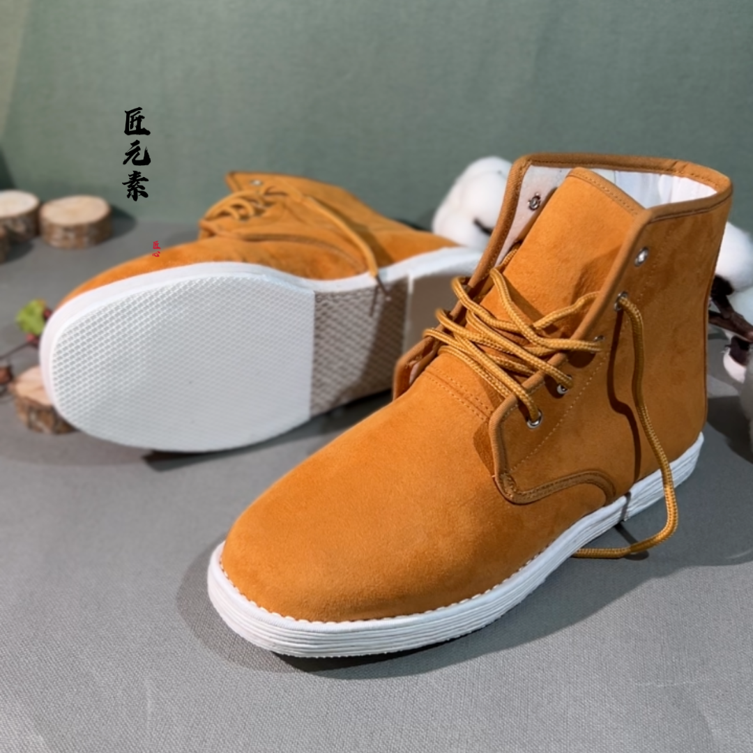 匠元素（手工棉鞋）男士高帮系带时尚棉鞋千层底冬季加绒老北京布鞋