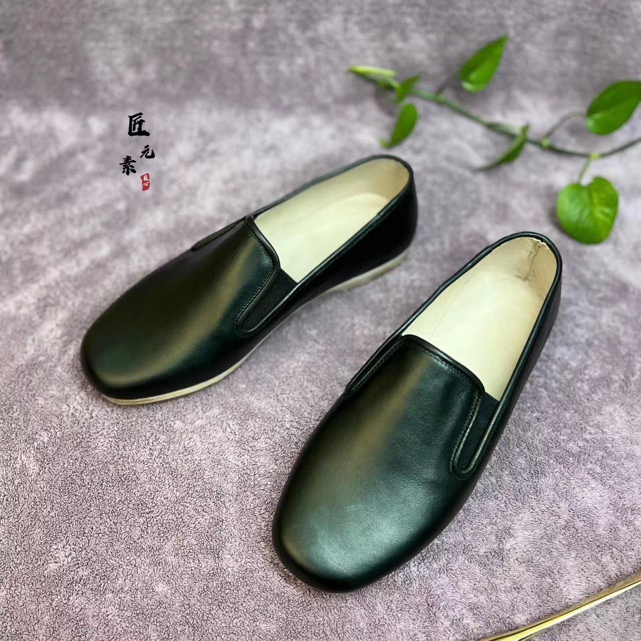 匠元素(手工鞋)全皮软底纯手工低帮男士皮鞋时尚百搭老北京布鞋