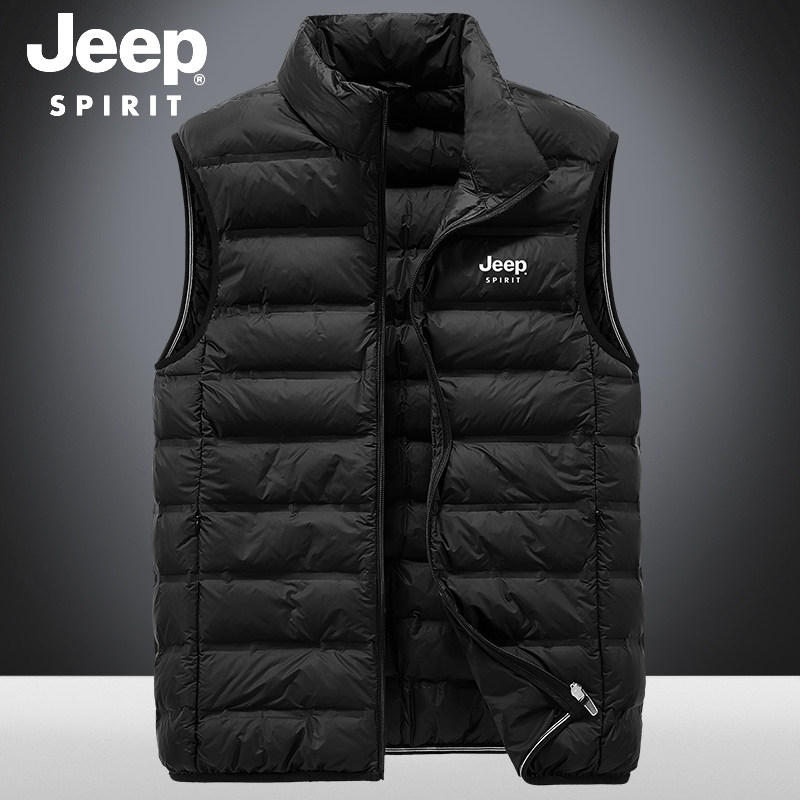 JEEP官方正品秋冬季新款白鸭绒轻薄马甲男士休闲保暖柔软背心外套