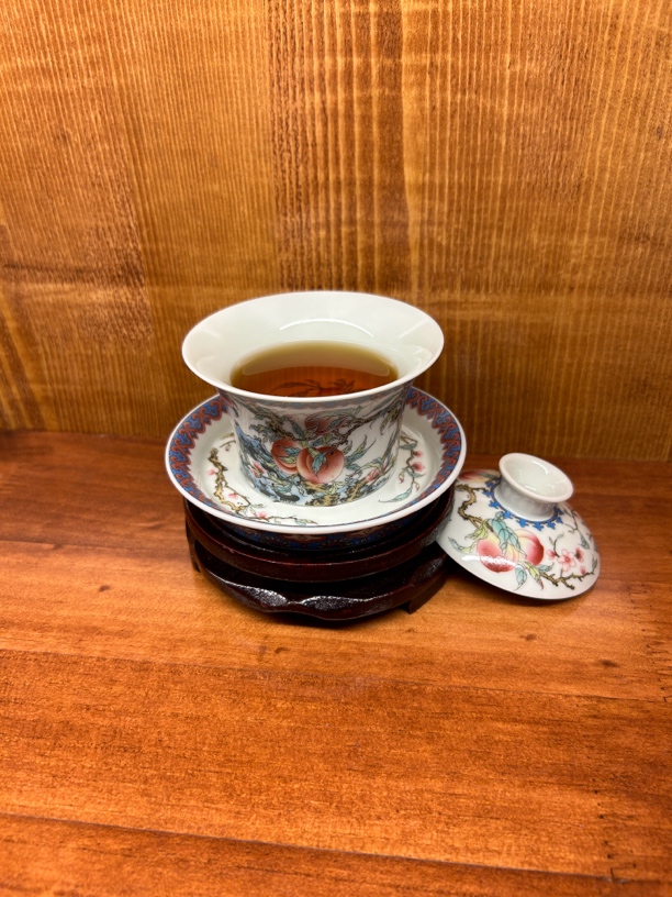 景德镇陶瓷矾红粉彩主人杯珐琅彩大盖碗水盖九桃五福马蹄三才盖碗