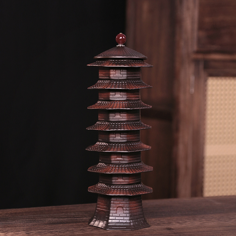 紫陶文昌宝塔茶具套装家用特色造型中式小功夫茶办公室会客S