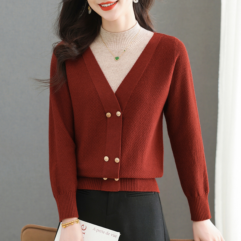 针织衫长袖针织短款百搭女士宽松秋冬春秋显瘦洋气时尚打底外穿