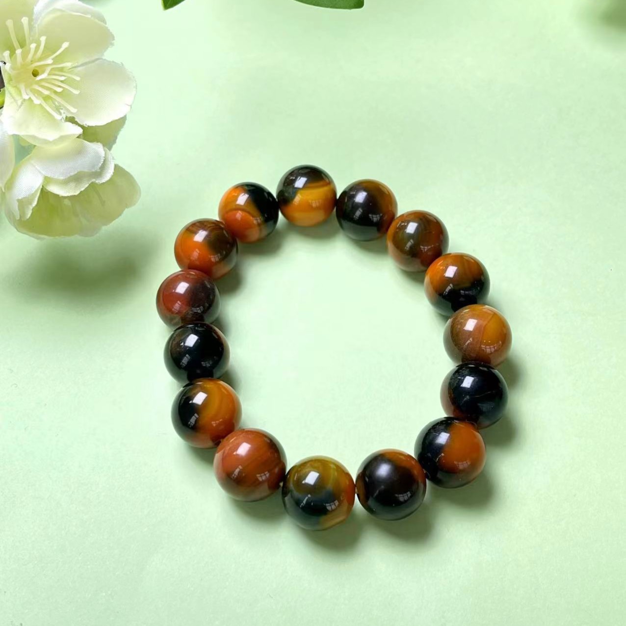 牛玄黄玛瑙手链14mm左右收藏级精品（多样性发一件）