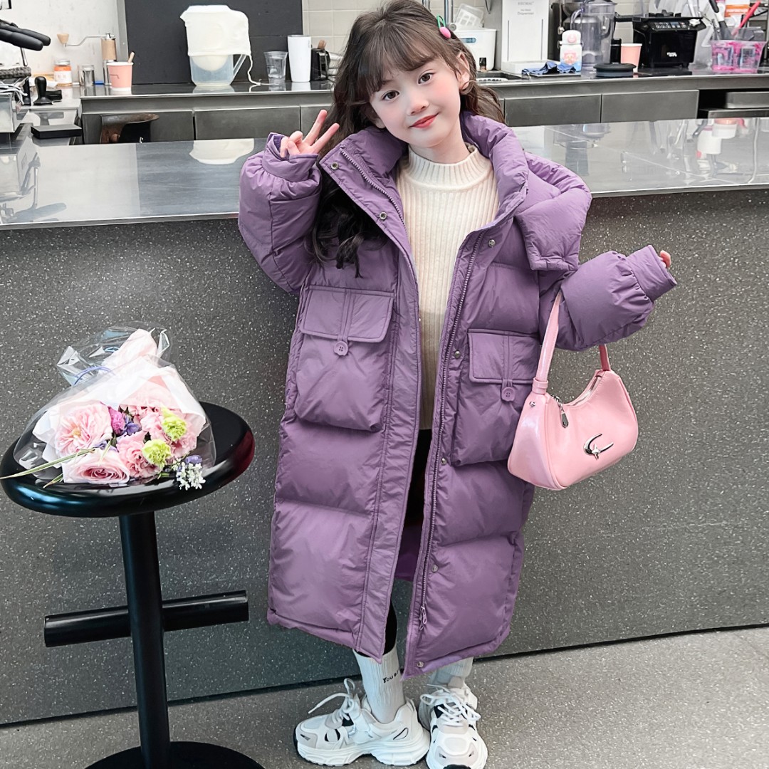 女童棉衣2025新款洋气大童女装冬装外套儿童秋冬加厚长款棉衣棉服