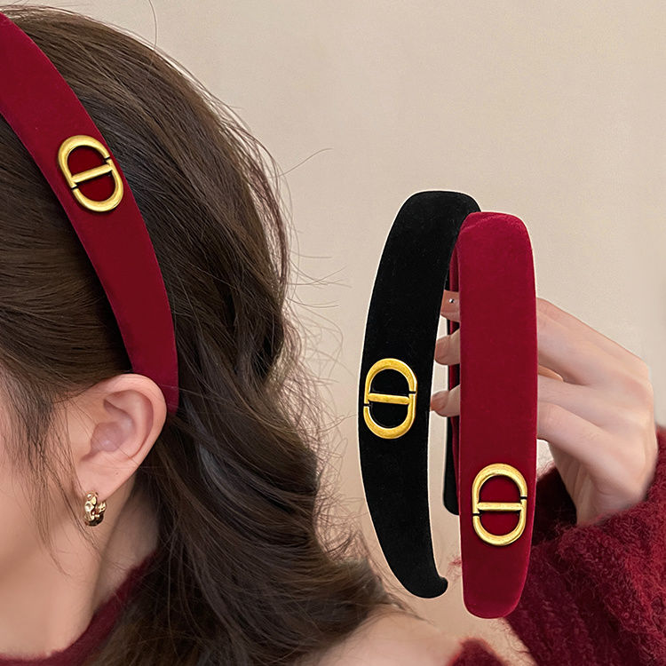 惊喜新年~红色丝绒发箍女2023新款爆款高颅顶头饰高级感头箍发卡