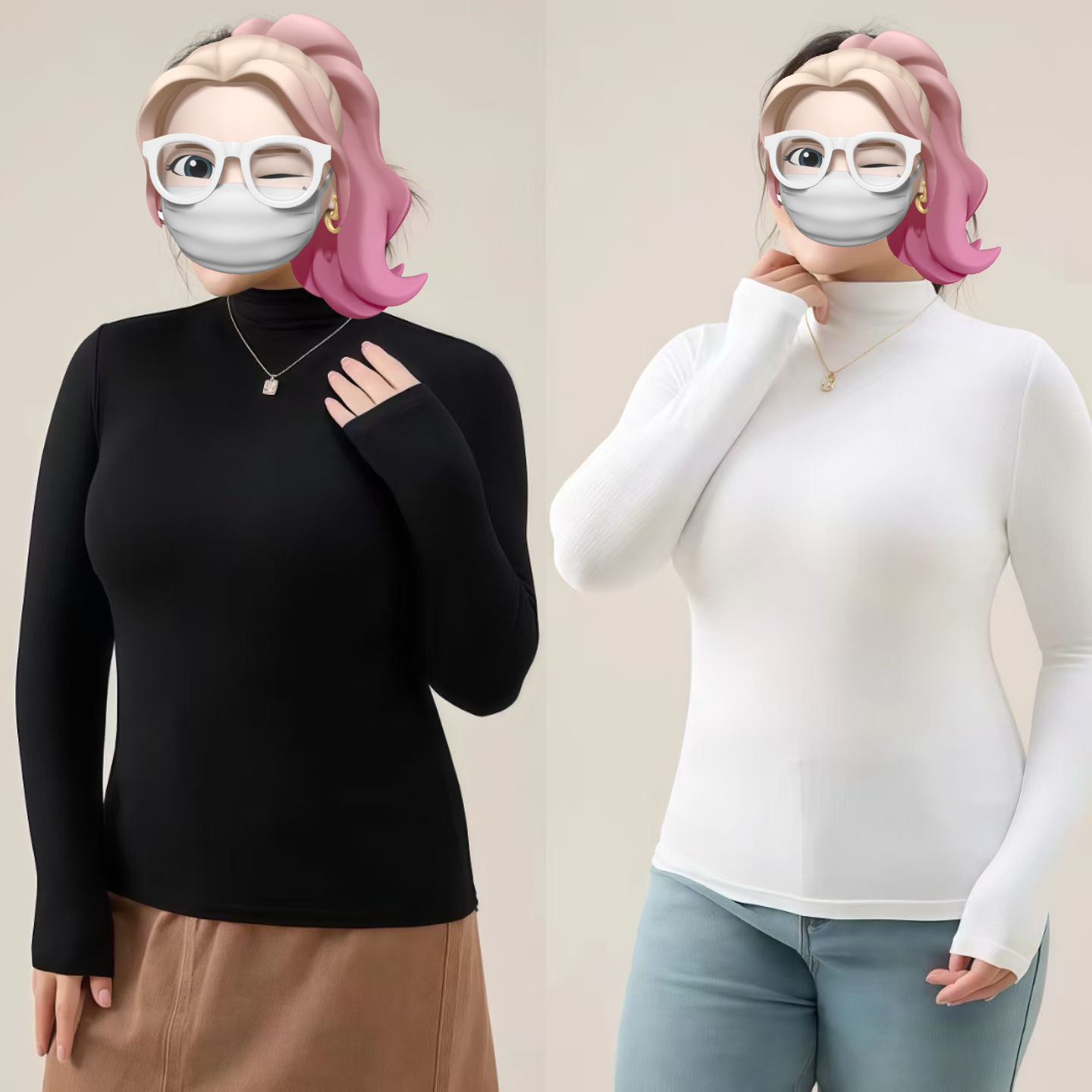 面膜T恤长袖打底大码黑白咖色220斤可穿