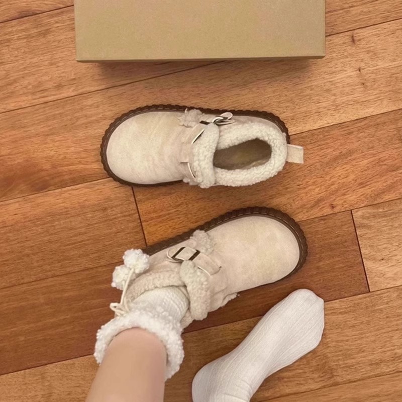 秋冬季休闲雪地靴女款冬季2023新款加绒加厚保暖女鞋子厚底勃