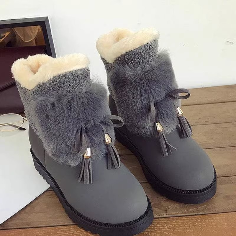 秋冬季休闲雪地靴女2022新款冬季加绒加厚保暖棉鞋皮毛一体厚