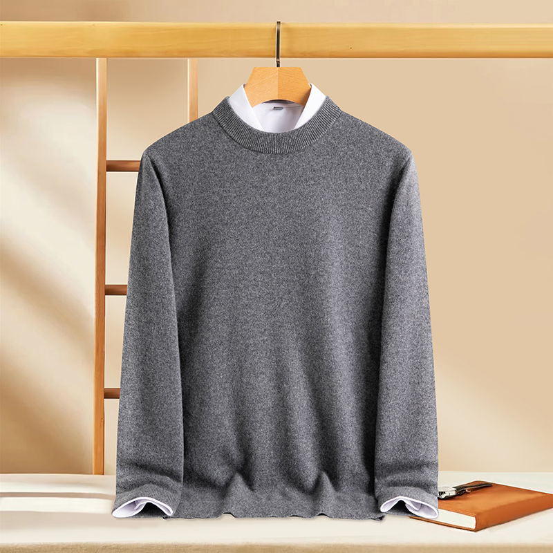 100%纯山羊绒羊绒衫男士2025年秋冬打底衫套头圆领毛衣男针织衫厚