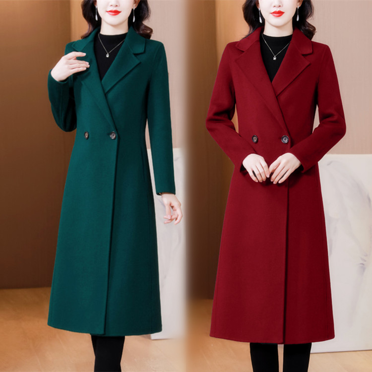 反季中长款过膝气质高端毛呢大衣女装收腰修身毛呢子秋冬厚外套