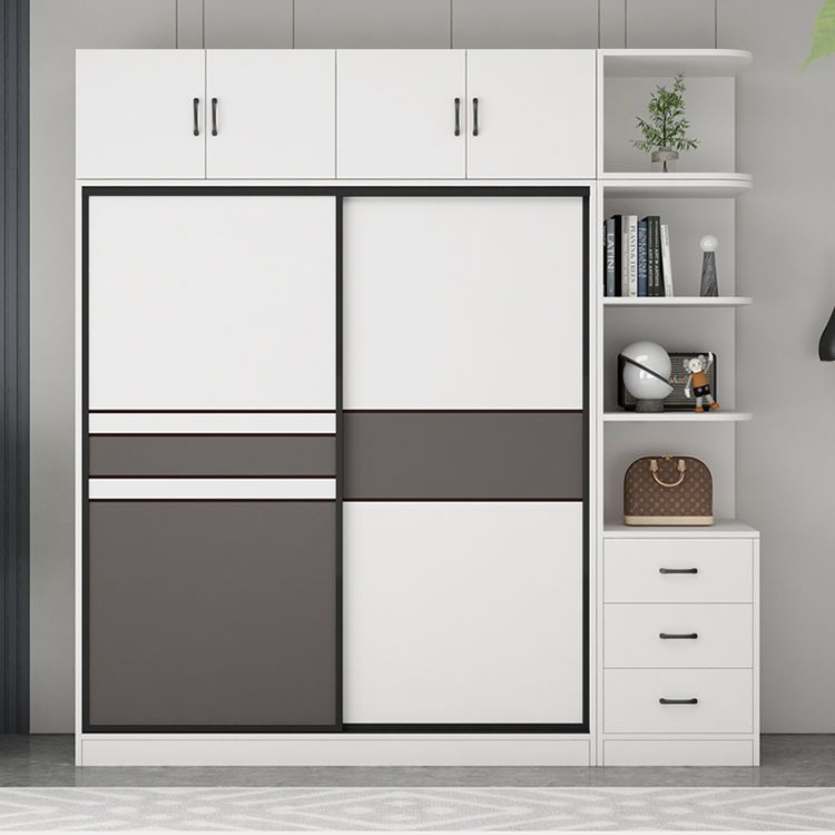 衣柜家用卧室现代简约出租房用北欧柜子推拉门简易经济型衣橱木质