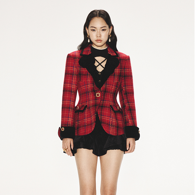 【陈大可专属】LE FAME/拉飞姆复古港风格纹收腰版型西装外套