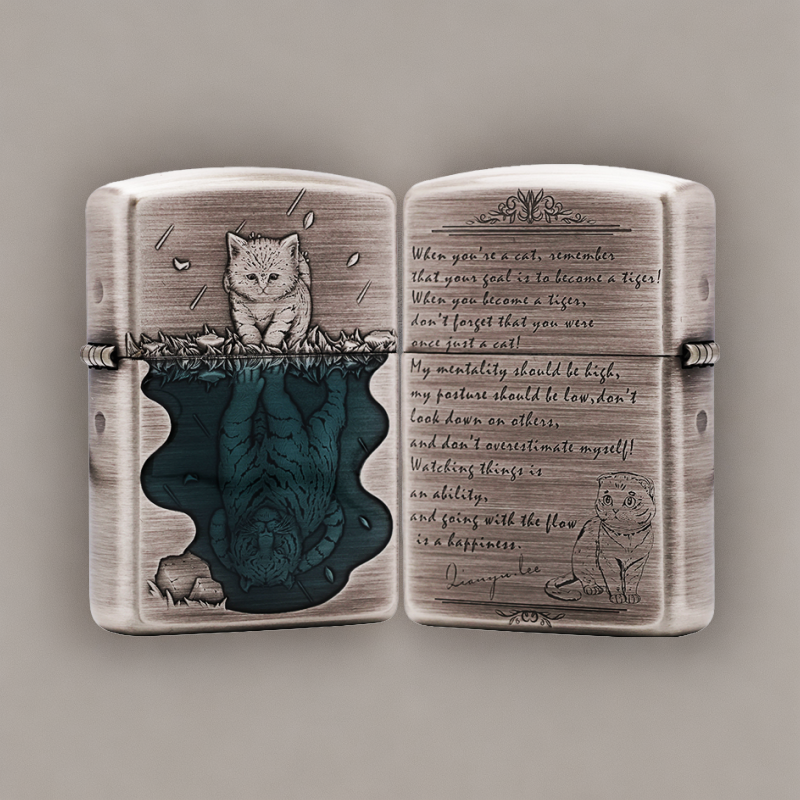 ZIPPO/之宝【千语】熏银心有猛虎正品煤油盔甲打火机KF-FD