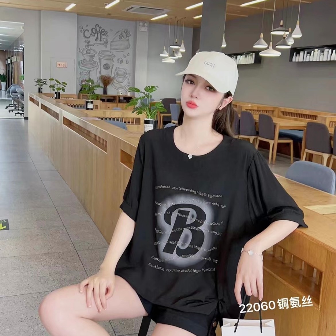 夏季69烫钻字母印花t恤女宽松时尚上衣薄款