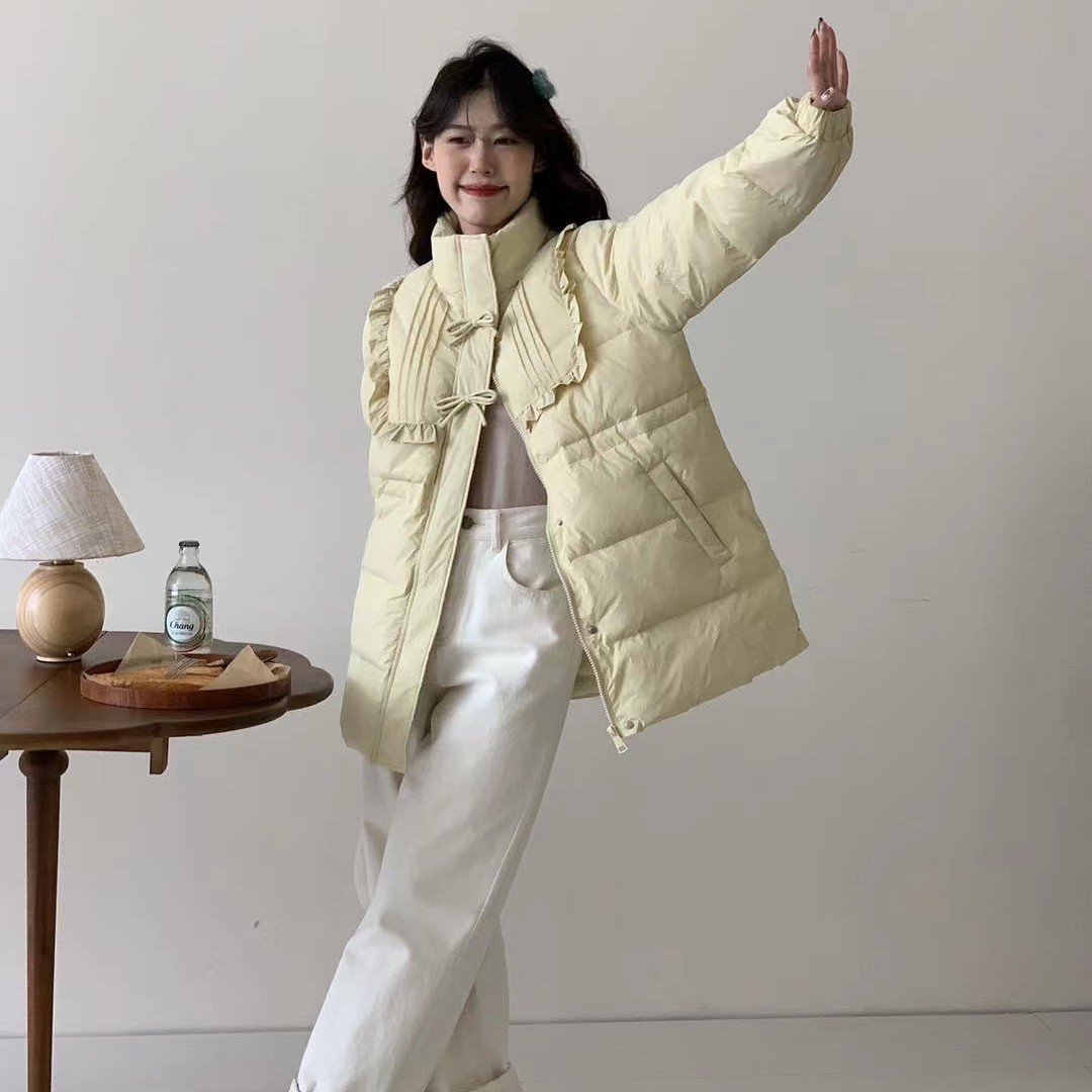 甜美花边蝴蝶结公主风羽绒服女
