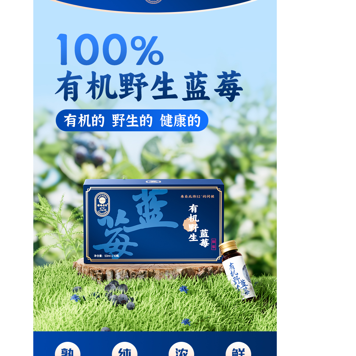 塔哈尔河有机野生蓝莓原浆50ml×10瓶