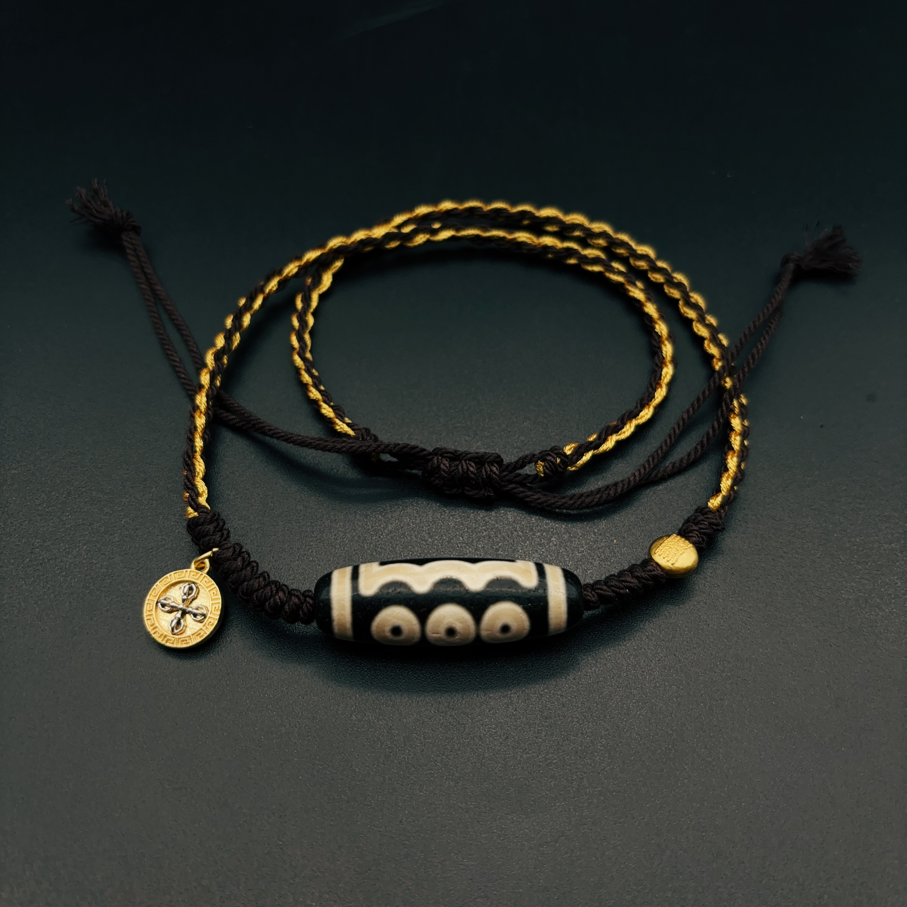 【三少推荐】火供五眼天珠锁骨链手工编绳玛瑙材质天珠真品100%保真