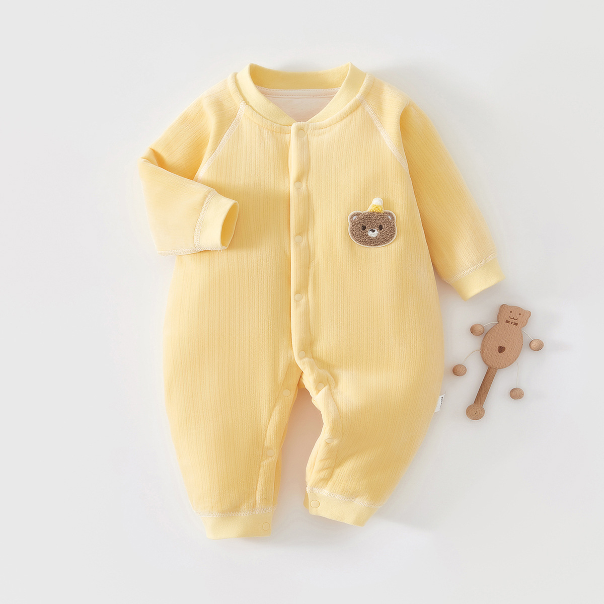 婴儿连体衣春秋季保暖新生儿衣服宝宝秋冬无骨哈衣40克夹棉外出服