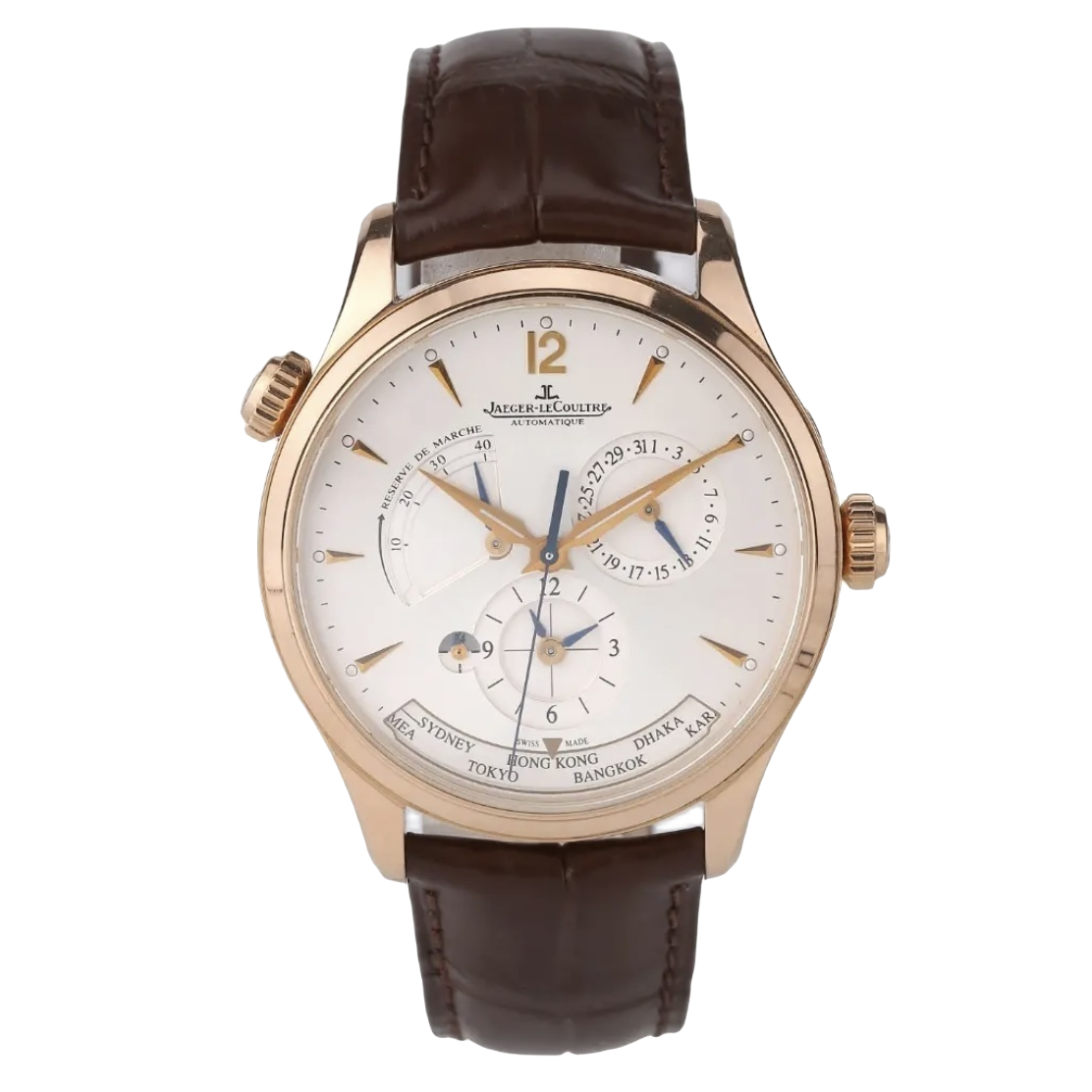 95新 Jaeger-LeCoultre/积家 大师系列1422421地理大师双时区男表