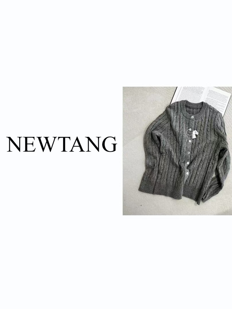 【点纱贝壳扣麻花】开衫秋冬文艺上衣   灰色