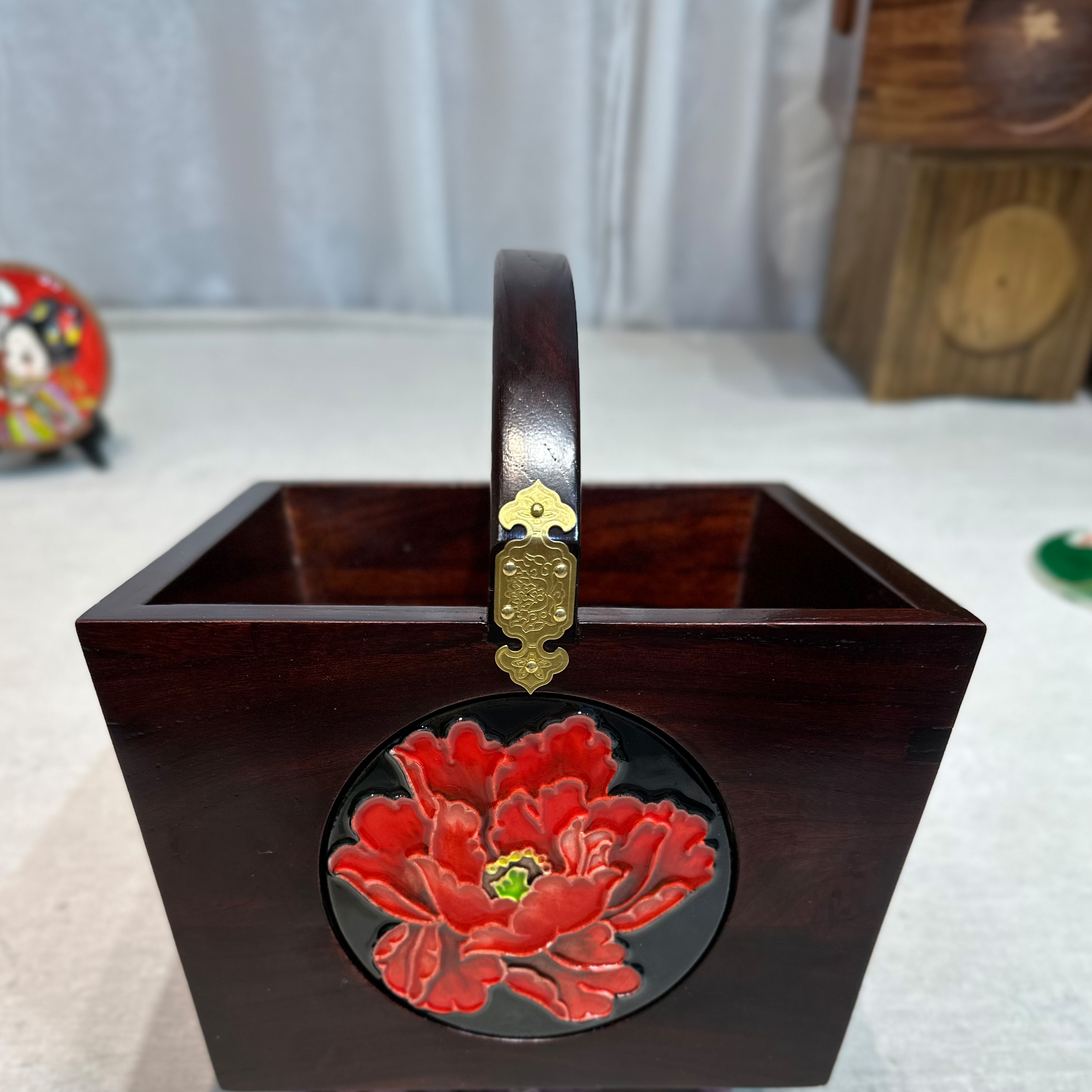 20*20*2老榆木提梁升斗桌摆收纳创意古风国风手工复古木质