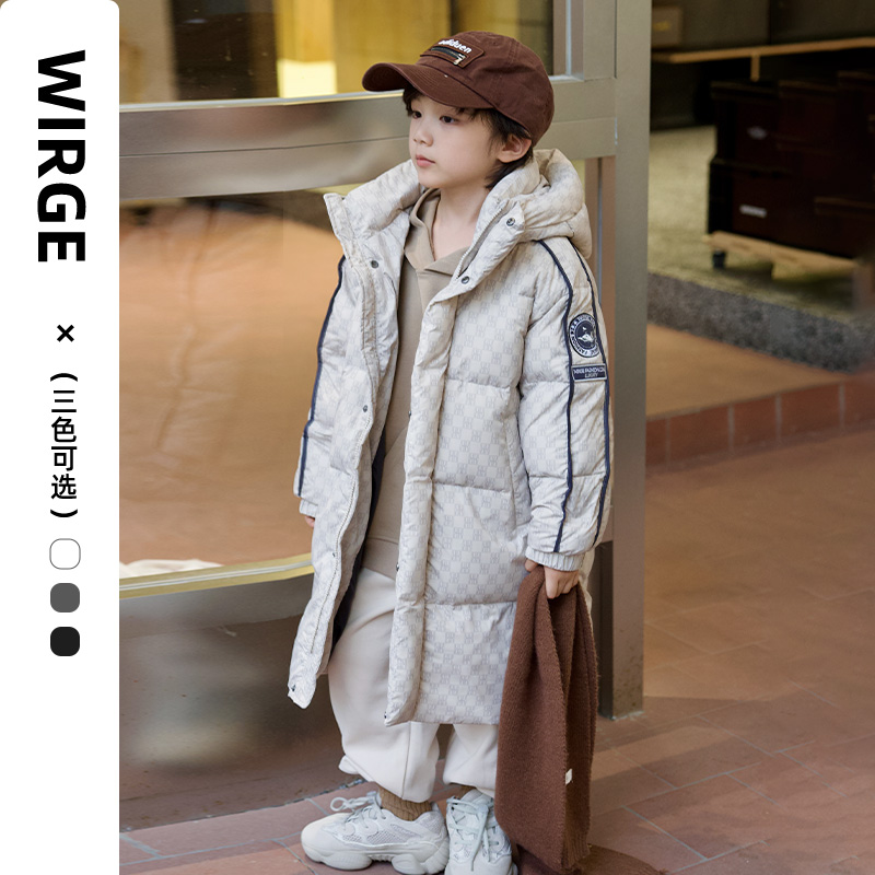 韦氏【亲子】商场新款儿童男女中大童保暖加厚长款冬季白鸭羽绒服