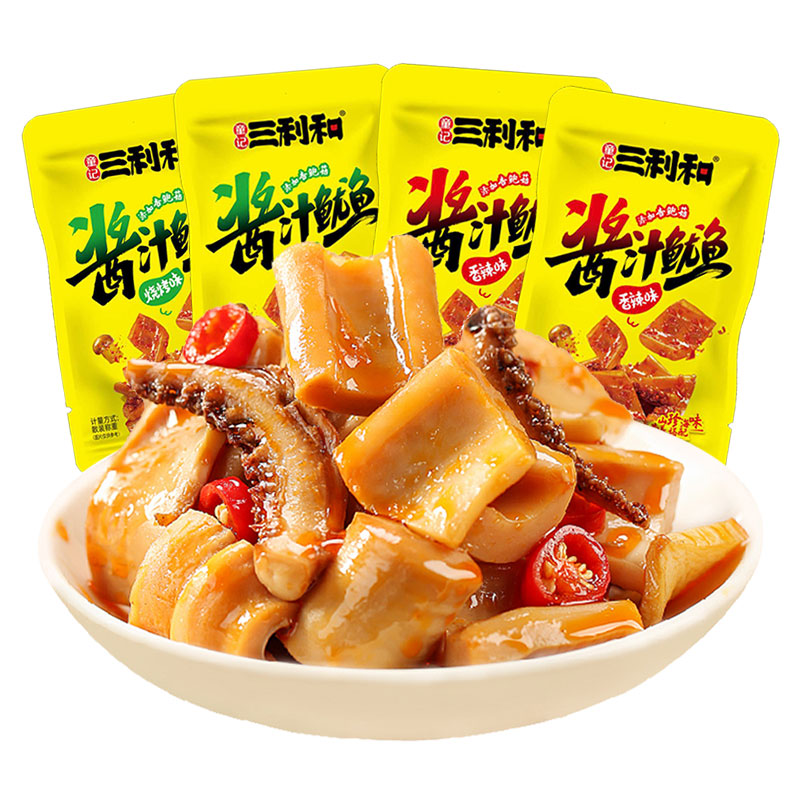 三利和香辣鱿鱼铁板烧烤鱿鱼须即食小包装海味小吃零食休闲食品