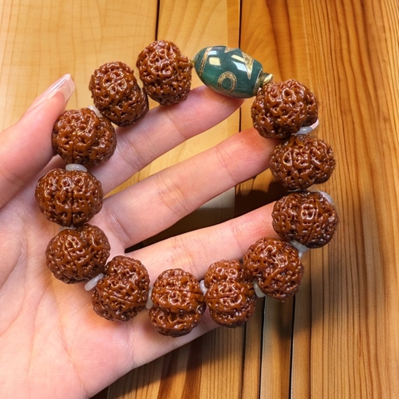 20mm尺寸五星蜂窝尼泊尔满肉玉化单圈大金刚文玩手串LVT