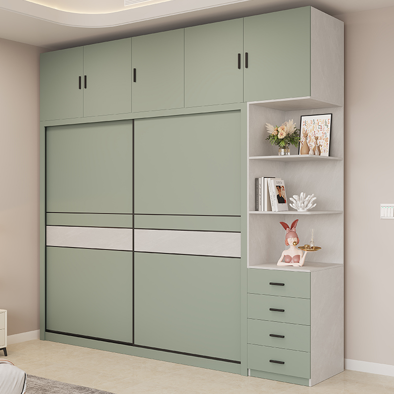 实木颗粒板衣柜推拉门轻奢卧室家用现代简约柜子18mm生态板可定制