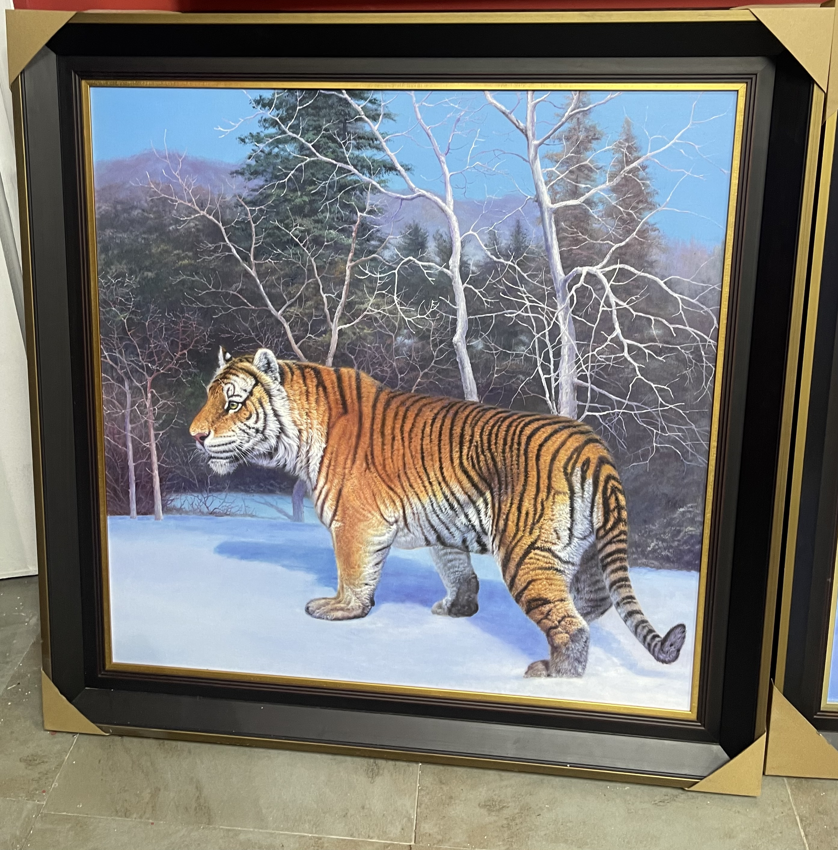 艺昕艺术/虎虎生威/雪中虎/尺寸：100X100CM