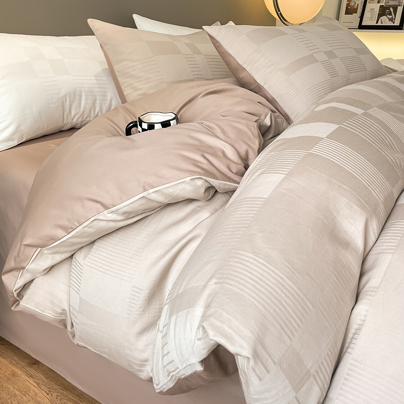 60支提花长绒棉四件套纯棉全棉轻奢高级感床上用品被套床单三件套