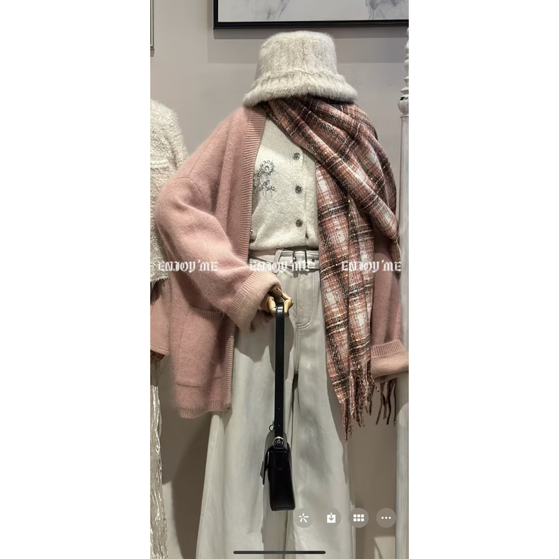 【门店同款】ENJOY冬季自由意志净版慵懒针织开衫160148291