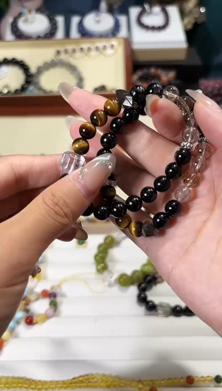 【闪购商品】水晶手链未镶嵌金运石黑金超DIY卡8