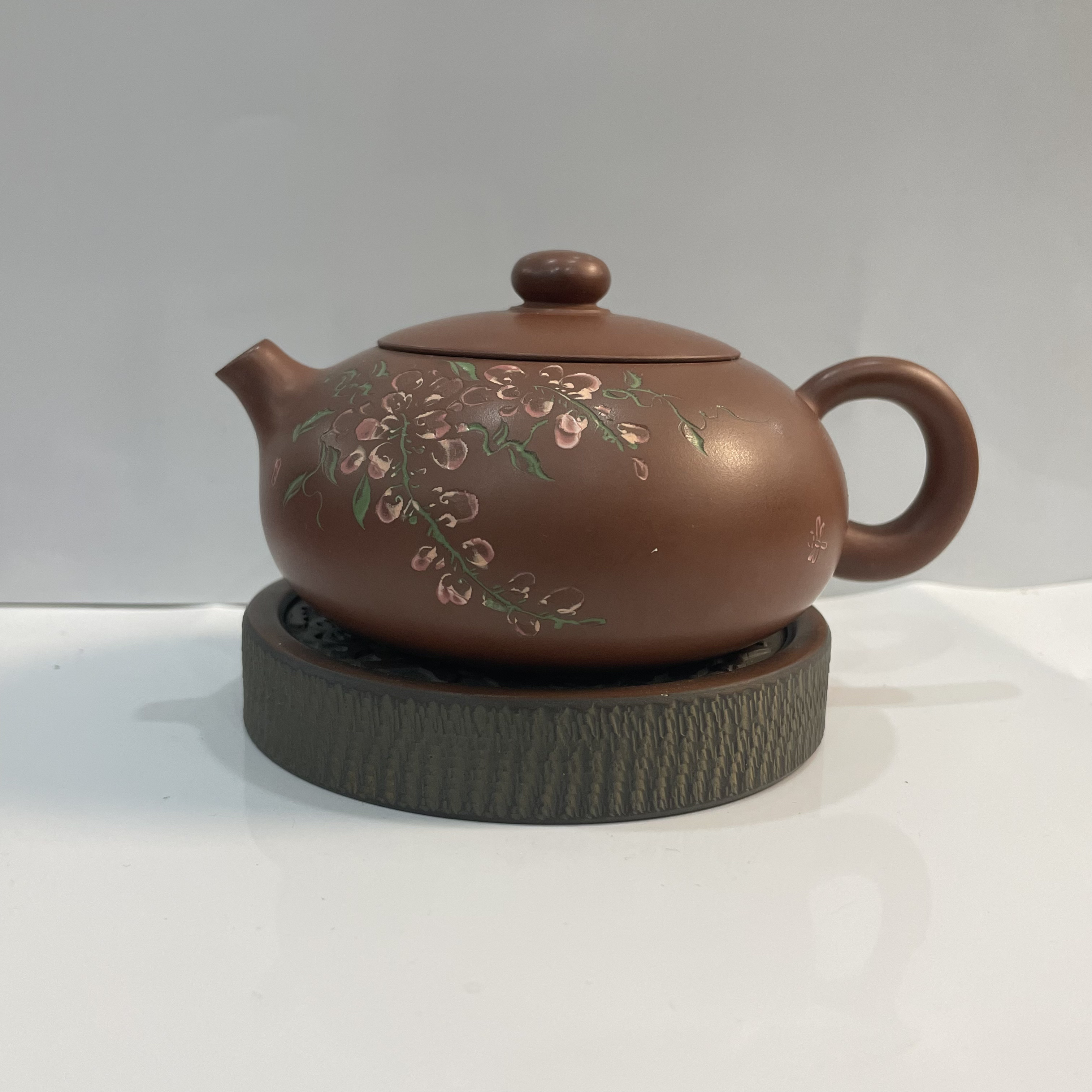 手工制作钦州坭兴陶 扁西施茶壶 功夫茶具钦州红色 200ml