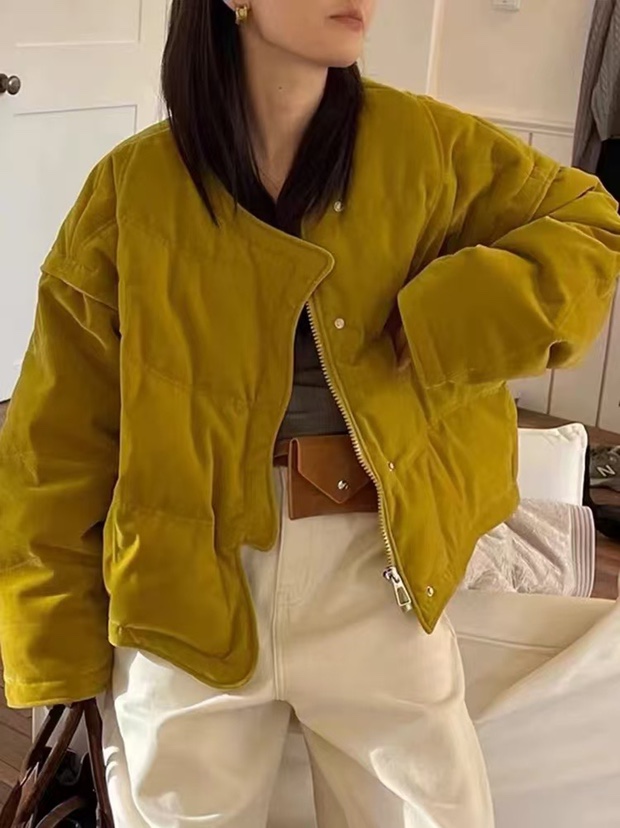 两色灯芯绒棉服外套