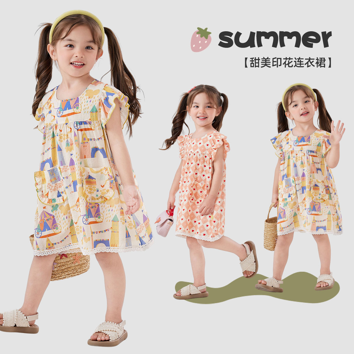 嘟嘟家女童宝宝春夏洋气清新碎花甜美可爱婴幼儿公主风童装连衣裙