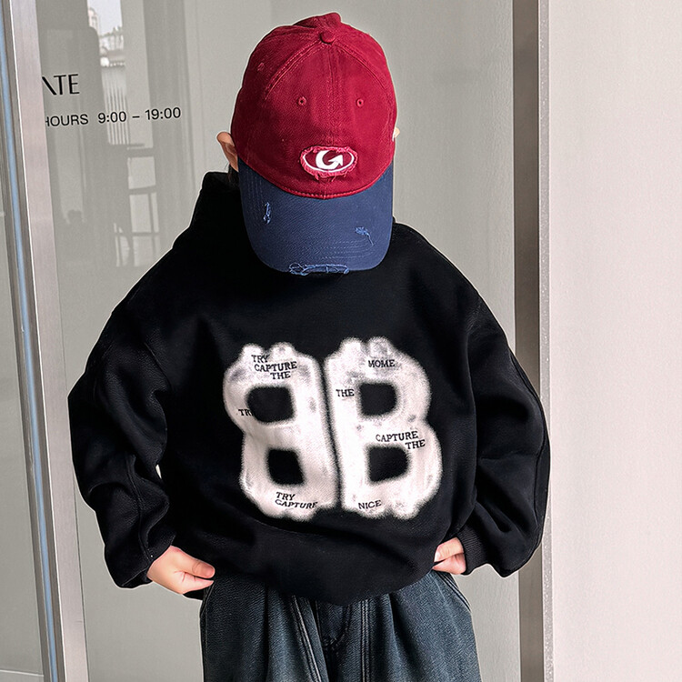 2024春季新款儿童中大童时尚潮流印花连帽卫衣JDD2571 