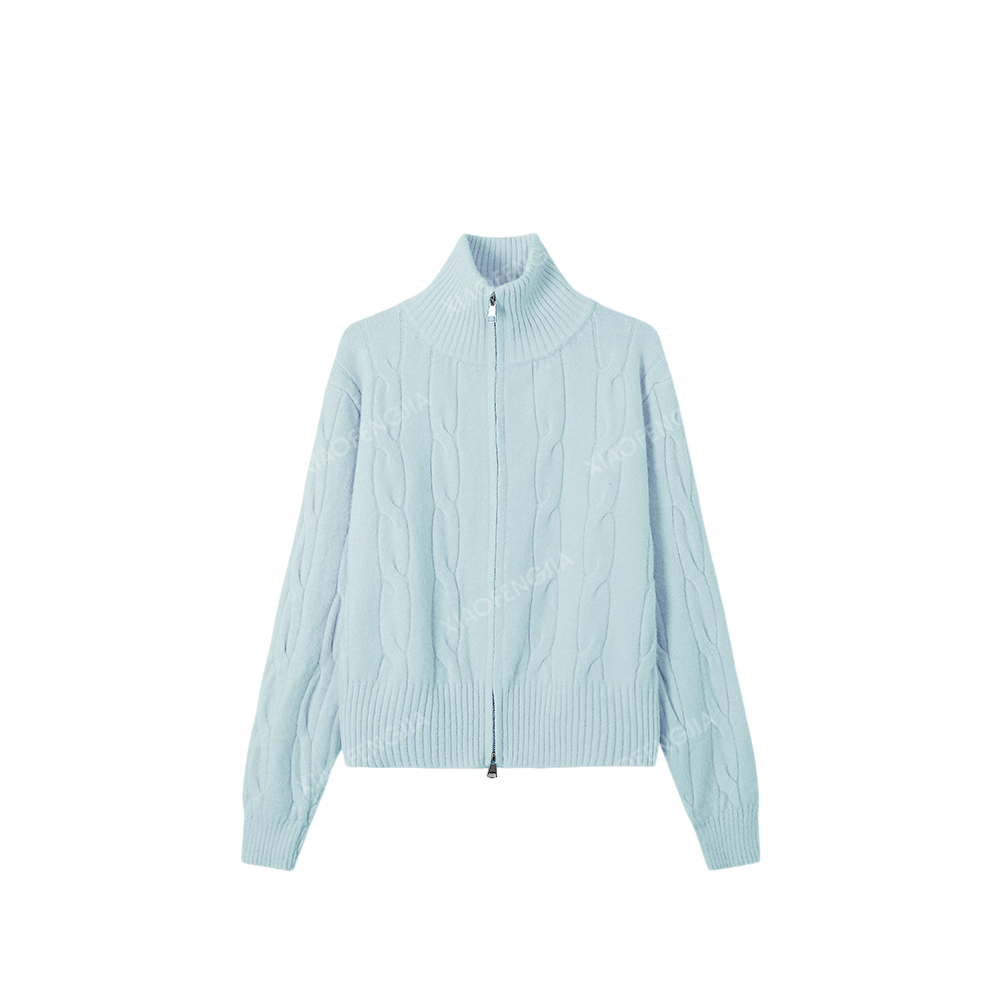 【封后轻奢设计】2024冬季新款简约休闲风麻花纹拉链毛衣646