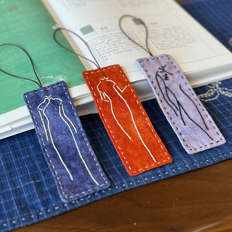 指间非遗鲁绣diy手工书签刺绣材料包立体绣花