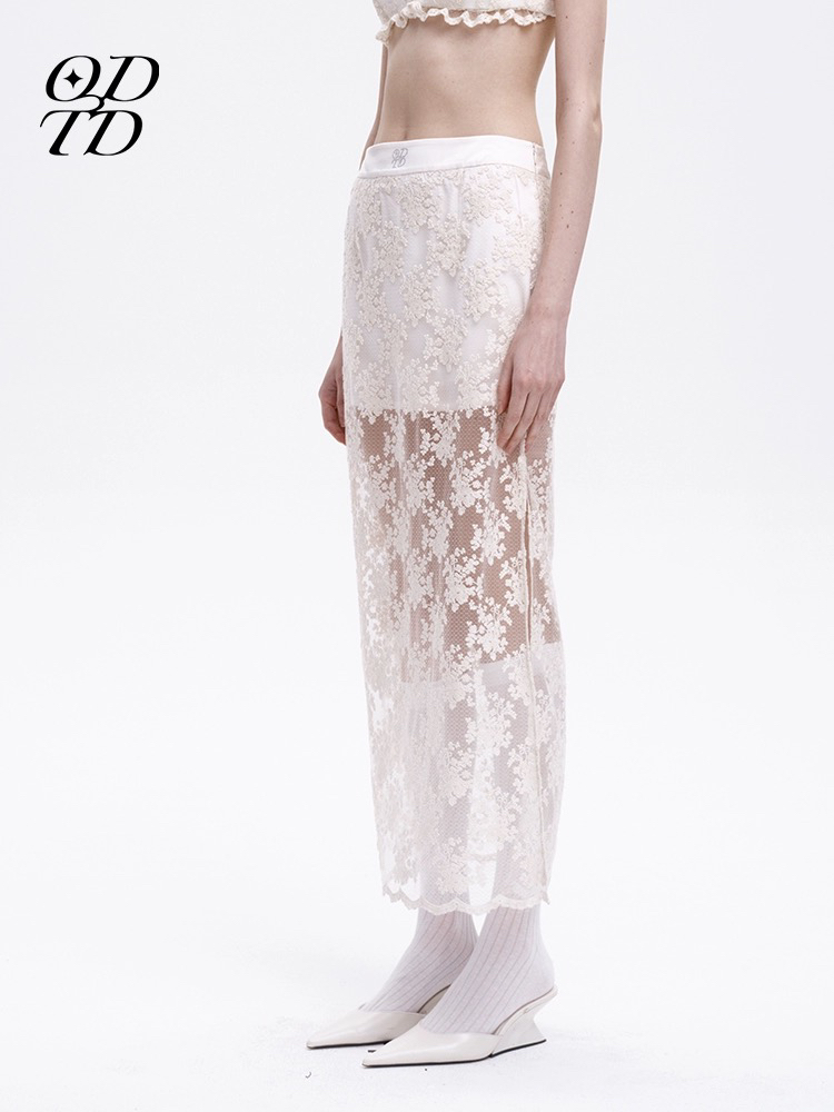 蕾丝花边长半裙 524260