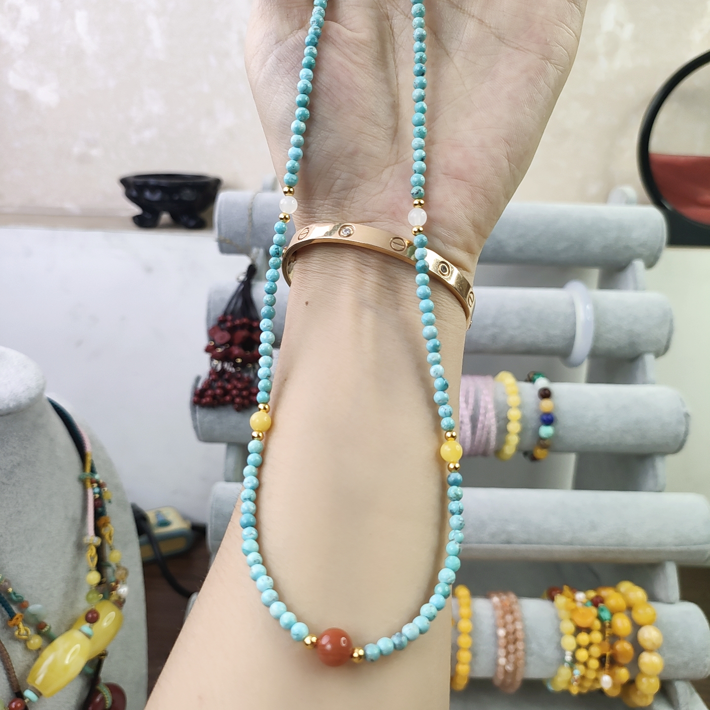 天然绿松DIY项链