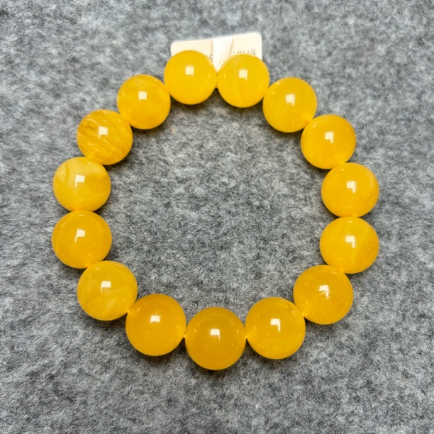 天然鸡油黄蜜蜡手串