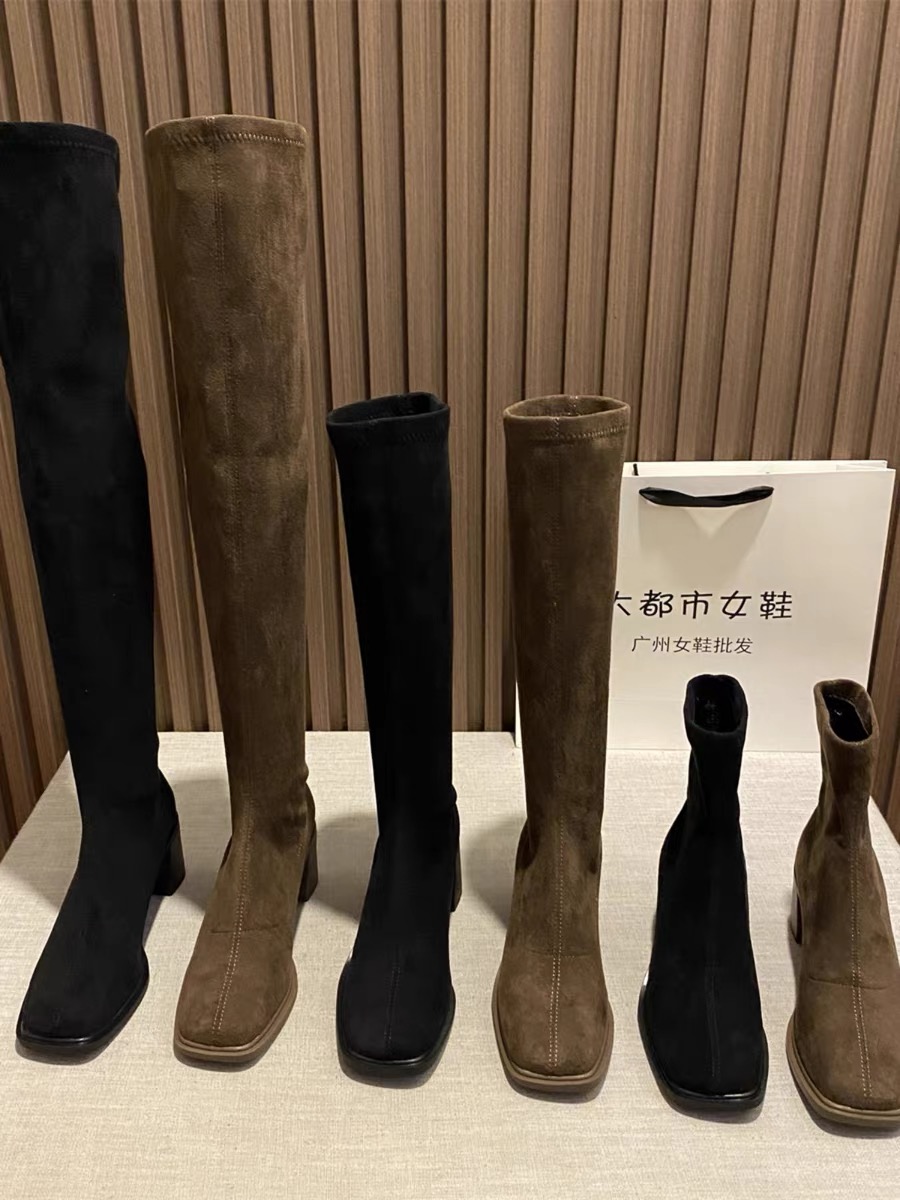 HEINA 绒面弹力加绒过膝靴1532