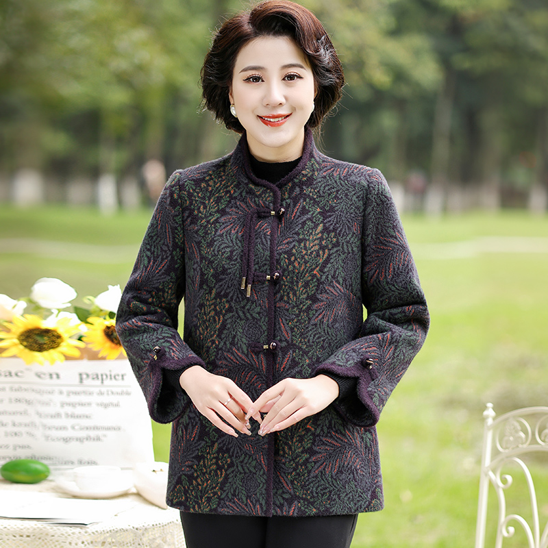 华太太毛呢大衣外套秋冬2025新款时尚洋气大码中老年女装D0286