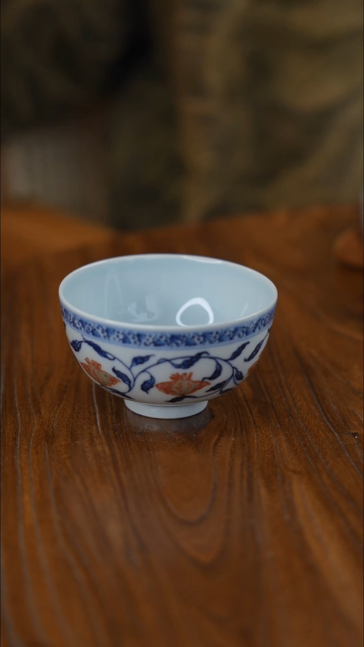 【闪购商品】陶瓷|A109青花釉里红蝴蝶缠枝大心杯