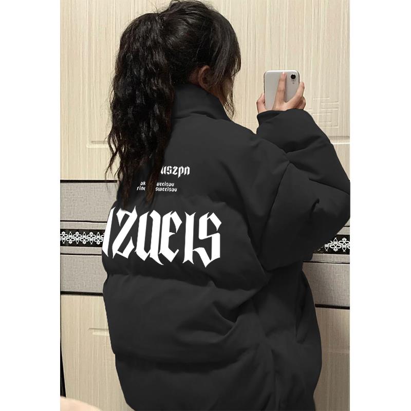 美式高街重磅复古棉服女款2023年新款小个子潮牌立领铺棉外套外套