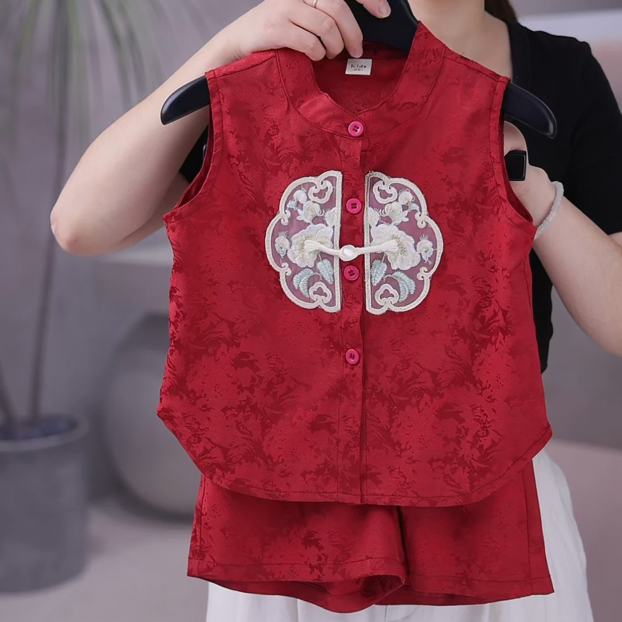 男童夏季套装2025新款儿童中国红古风汉服宝宝新中式两件套夏装潮