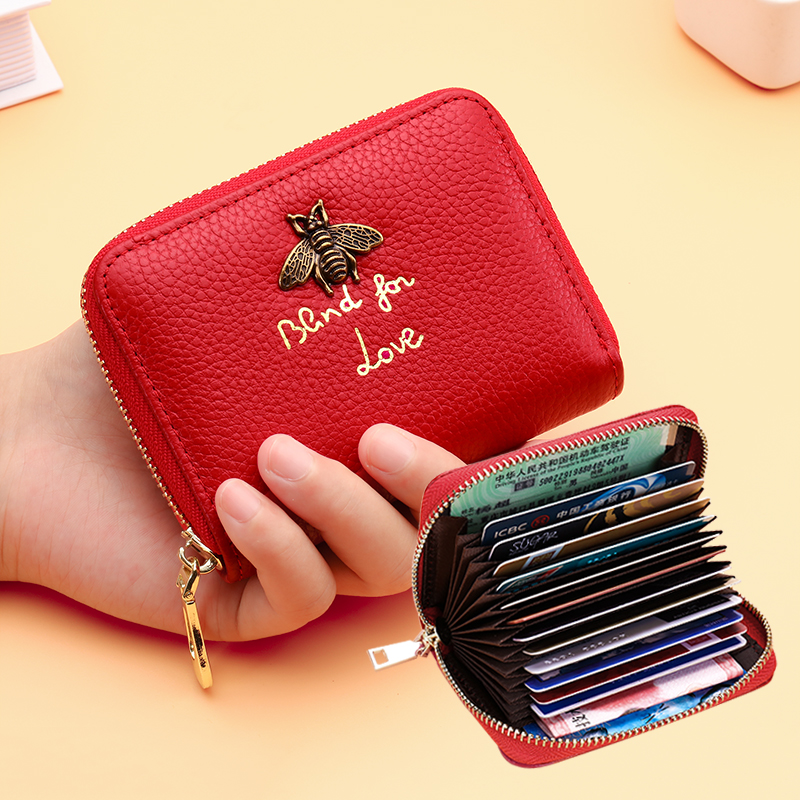 头层牛皮女士防盗刷银行卡包 真皮卡包20卡位 