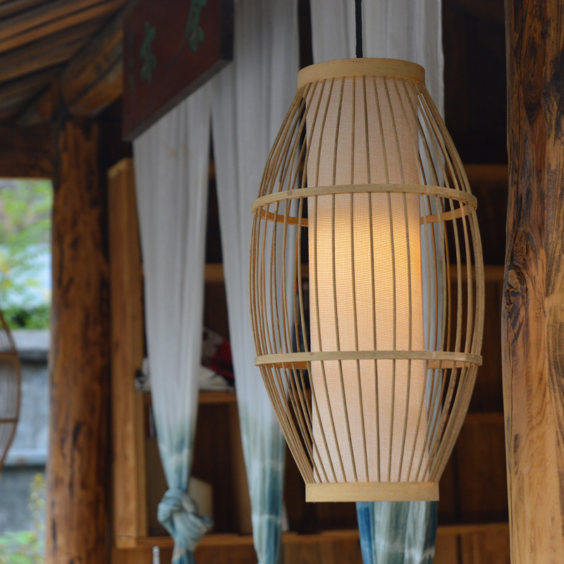 庭院景观户外灯具仿古禅意家用别墅花园阳台田园竹制古典中式吊灯